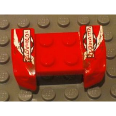 red vehicle mudguard 2 x 4 with headlights overhang with yubihama pattern on both sides stickers - set 8130