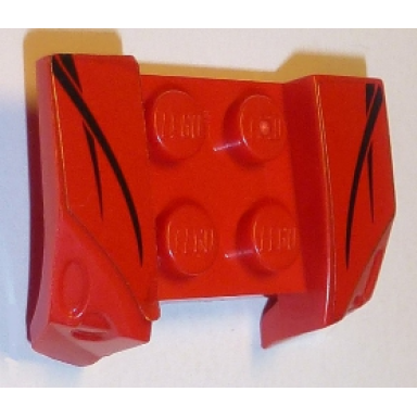 red vehicle mudguard 2 x 4 with headlights overhang with black streaks pattern on both sides stickers - set 8150