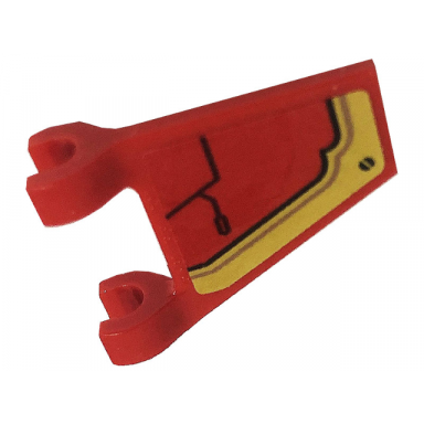 red flag 2 x 2 trapezoid with black screw and lines gold plate on red background pattern model bottom sticker - set 71720