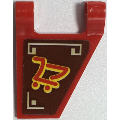 red flag 2 x 2 trapezoid with ninjago shopping cart with geometric border pattern on both sides stickers - set 70657