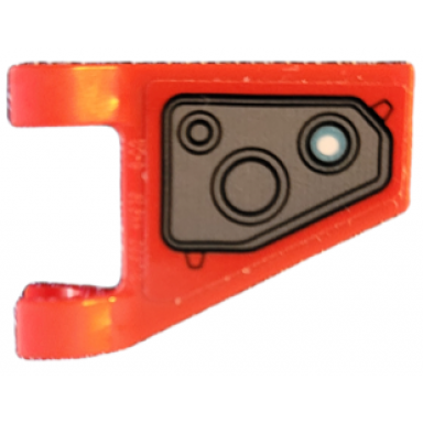 red flag 2 x 2 trapezoid with dark bluish gray armor plate with circles and black outline pattern model left side sticker - set 76194