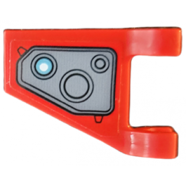 red flag 2 x 2 trapezoid with dark bluish gray armor plate with circles and black outline pattern model right side sticker - set 76194