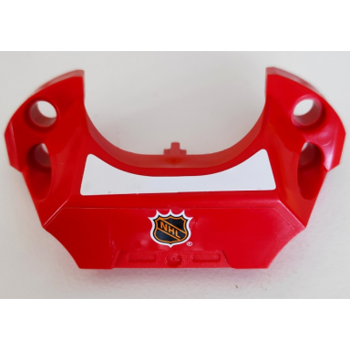 red sports hockey chest protector with nhl logo on red background and white stripe pattern stickers - set 3540