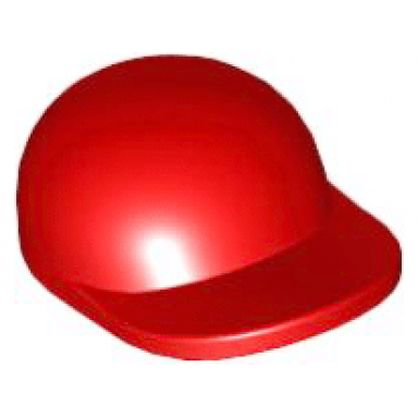 red minifigure headgear cap - short curved bill