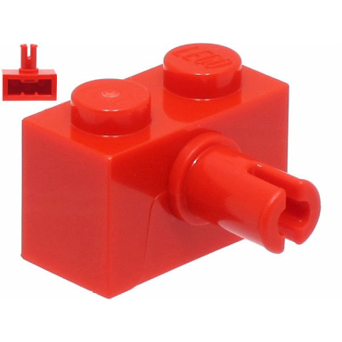 red brick modified 1 x 2 with pin and bottom stud holder