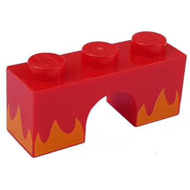 arch 1 x 3 with bright light orange flames pattern angry kitty