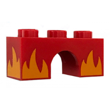 arch 1 x 3 with alternate bright light orange flames pattern rage kitty