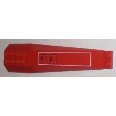 red wedge 16 x 4 triple curved with reinforcements with white rectangle and lockers pattern sticker - set 8075