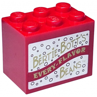 red container cupboard 2 x 3 x 2 - solid studs with gold bertie botts every-flavor beans on white background pattern sticker - set 4841