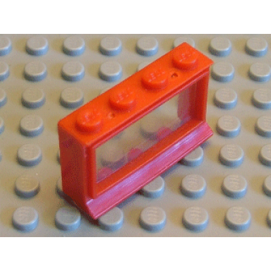 red window 1 x 4 x 2 with extended lip and solid studs with fixed glass