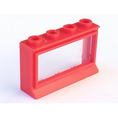 red window 1 x 4 x 2 with extended lip with glass