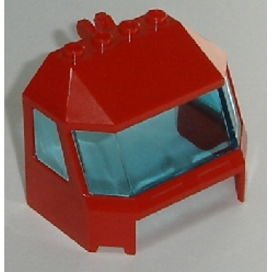 red windscreen 4 x 6 x 4 cab with hinge and 1 x 4 bottom cutout with trans-light blue glass 45406 46103