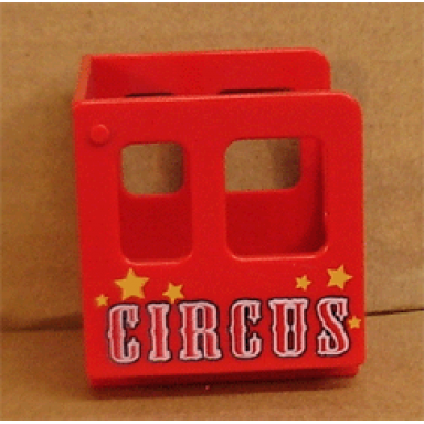 red duplo train steam engine cabin with red circus and stars pattern
