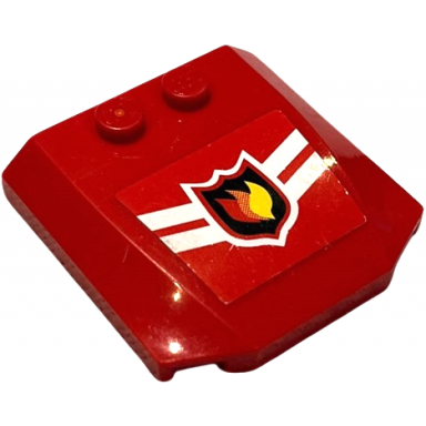 red wedge 4 x 4 x 2 3 triple curved with fire logo badge and 2 white chevrons pattern sticker - sets 7208 7942 7945