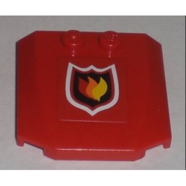 red wedge 4 x 4 x 2 3 triple curved with fire logo pattern sticker - set 7206