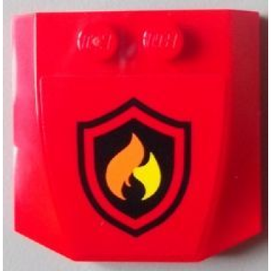 red wedge 4 x 4 x 2 3 triple curved with black and yellow fire logo badge pattern sticker - set 60004