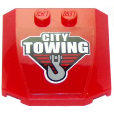 red wedge 4 x 4 x 2 3 triple curved with city towing and hook pattern sticker - set 60137