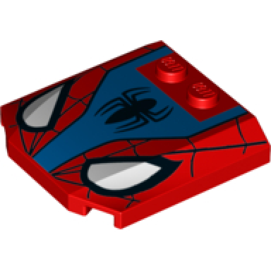 red wedge 4 x 4 x 2 3 triple curved with web black spider and white eyes pattern