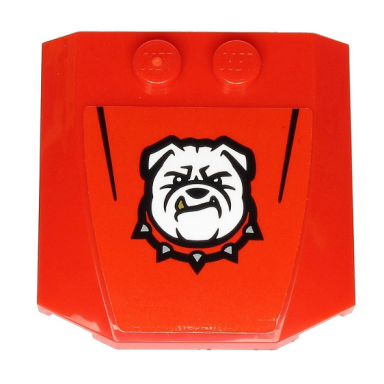 red wedge 4 x 4 x 2 3 triple curved with white bulldog with spiked collar and black stripes on red background pattern sticker - set 60243