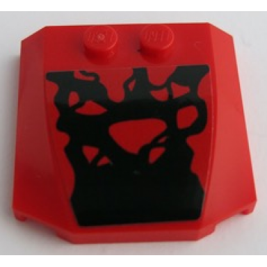 red wedge 4 x 4 x 2 3 triple curved with black tendrils pattern sticker - set 76199