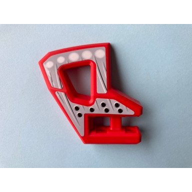 red technic panel rc car flexible bumper right with black and white lines white circles and holes pattern stickers - set 8369