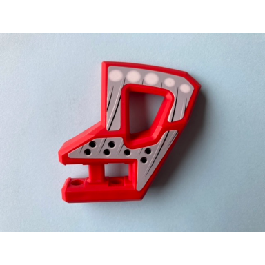 red technic panel rc car flexible bumper left with black and white lines white circles and holes pattern stickers - set 8369