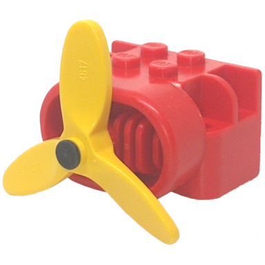 red fabuland airplane motor engine block small pin hole with pin and yellow propeller