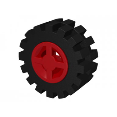 red wheel 8mm d x 6mm with black tire 15mm d x 6mm offset tread small 4624 3641