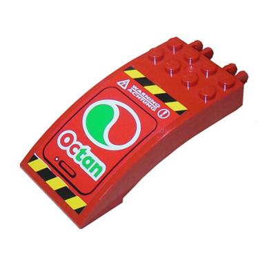 red windscreen 8 x 4 x 2 curved with locking dual 2 fingers with octan logo black and yellow danger stripes pattern sticker - set 7244