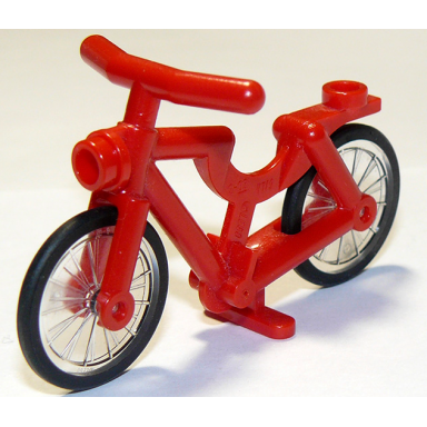 red bicycle with trans-clear wheels with molded black hard rubber tires 4719 92851pb01