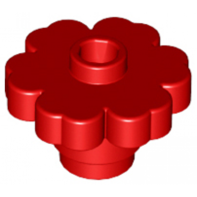 red plant flower 2 x 2 rounded - open stud