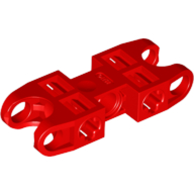 red technic axle and pin connector 2 x 5 with 2 ball joint sockets open sides