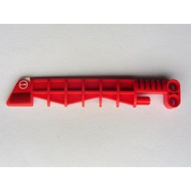 red bionicle weapon aero slicer with white exclamation mark and black faded pattern right side sticker - set 7701