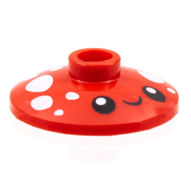 red dish 2 x 2 inverted radar with white spots black eyes and grin pattern