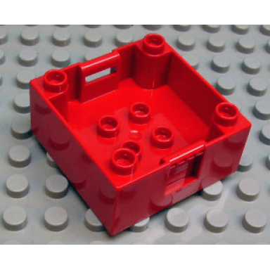 red duplo container box 4 x 4 with studs on corners