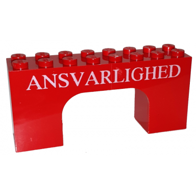 red arch 2 x 8 x 3 with white ansvarlighed pattern