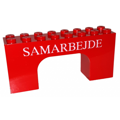red arch 2 x 8 x 3 with white samarbejde pattern