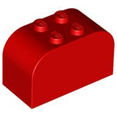 red slope curved 4 x 2 x 2 double with 4 studs