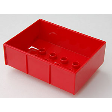 red duplo trailer bed with 2 x 4 studs and 4 sides
