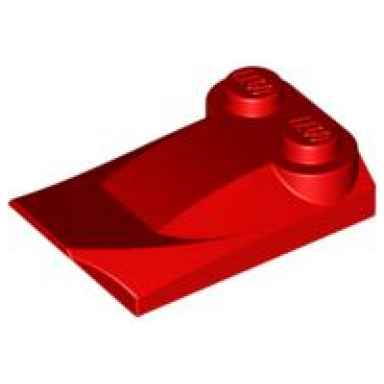 red slope curved 3 x 2 x 2 3 with 2 studs wing end