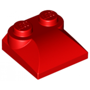 red slope curved 2 x 2 x 2 3 with 2 studs and curved sides