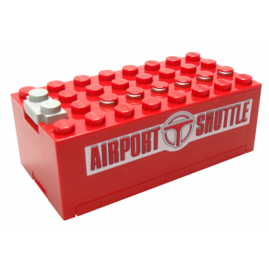 red electric 9v battery box small with airport shuttle pattern on both sides stickers - set 6399
