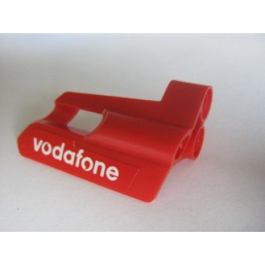 red technic panel fairing 25 small short small hole side a with vodafone pattern sticker - set 8386