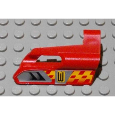 red technic panel fairing 25 small short small hole side a with number 3 air vents and orange checkered racing pattern sticker - set 8650