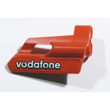 red technic panel fairing 25 small short small hole side a with vodafone pattern sticker - set 8674
