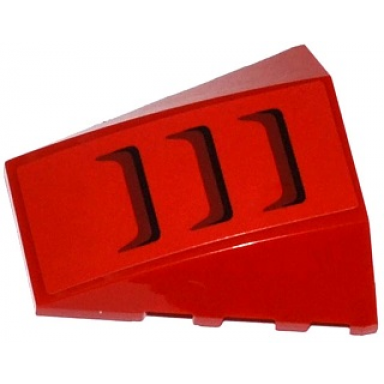 red wedge 4 x 4 triple curved no studs with 3 air intakes pattern sticker - set 70727