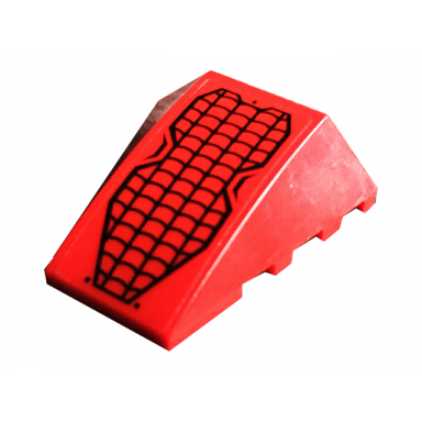 red wedge 4 x 4 triple curved no studs with black spider-man webbing pattern sticker - set 76113