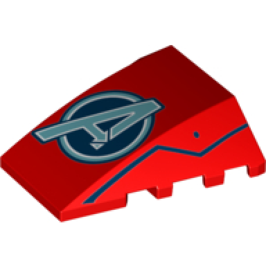 red wedge 4 x 4 triple curved no studs with avengers logo and jagged lines on sides pattern