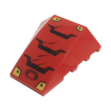 red wedge 4 x 4 triple curved no studs with black screws air vents and gold plates pattern sticker - set 71720