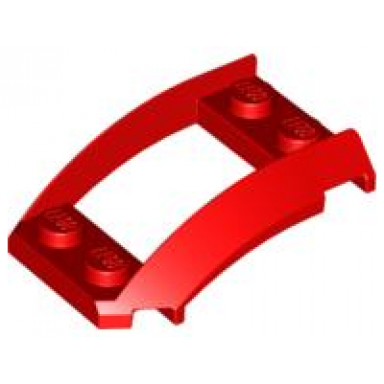 red wedge 4 x 3 open with cutout and 4 studs